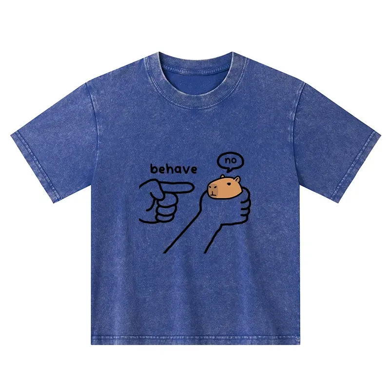 Japanese Capybara Washed T-Shirt for Kids