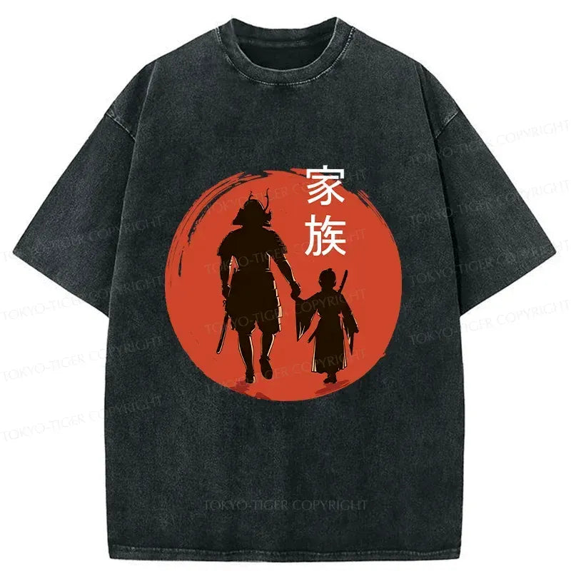 Kyoto-Lion Samurai Family Washed T-Shirt
