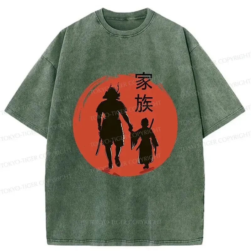 Kyoto-Lion Samurai Family Washed T-Shirt