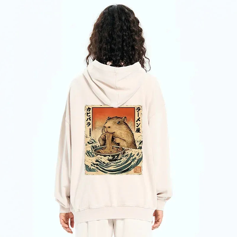 Japanese hamster eating ramen zip hoodie