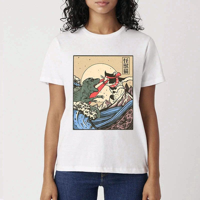 Japanese Cat vs Monster T-Shirt Best Seller
