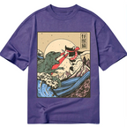 Kyoto-Lion Vintage Retro Japanese Great Wave Cat VS Monster Classic T-Shirt
