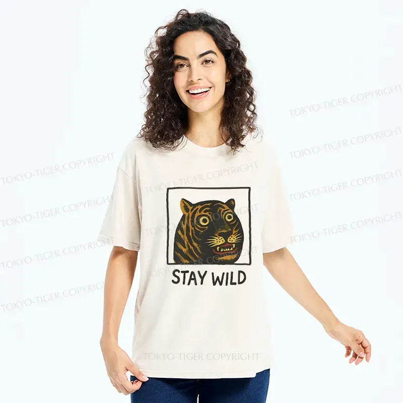 Kyoto-Lion Silly And Cute Tiger Washed T-Shirt