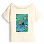 Vintage Cat Swimming in Lilies Shirt