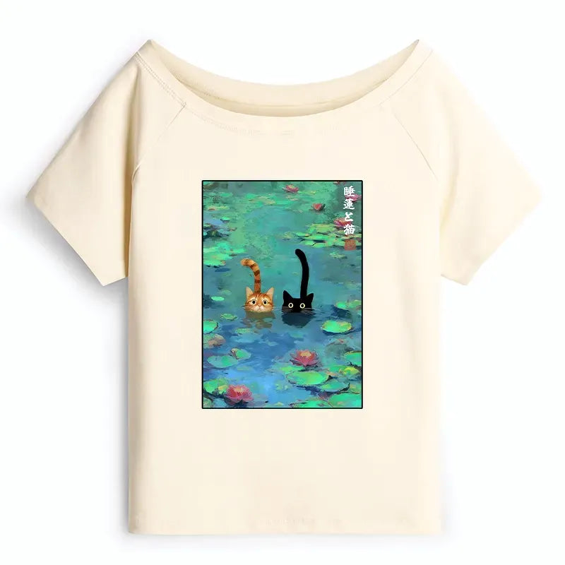 Vintage Cat Swimming in Lilies Shirt