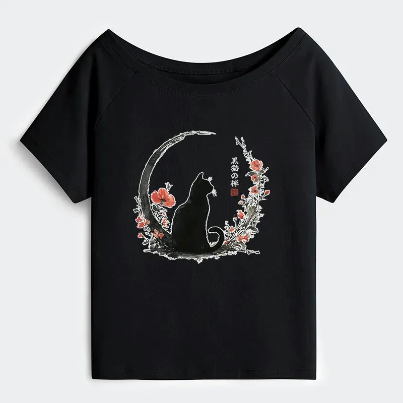 Japanese Vintage Cat Tee for Streetwear