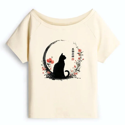 Kyoto-Lion Black Cat Flower Shirt