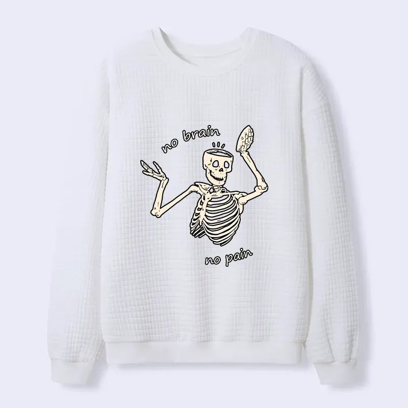 Kyoto-Lion Skeletons Feel No Pain Waffle Sweatshirt