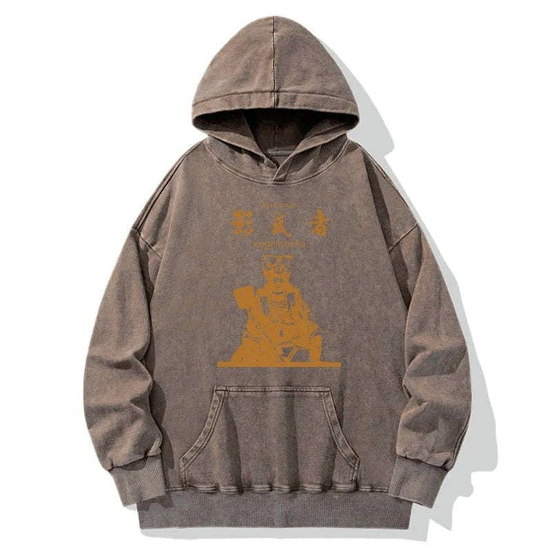 Kyoto-Lion Japanese Shadow Samurai Washed Hoodie