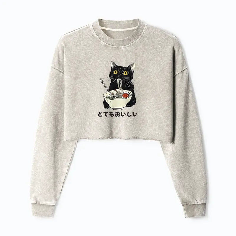 Vintage Kyoto lion cat crop sweatshirt