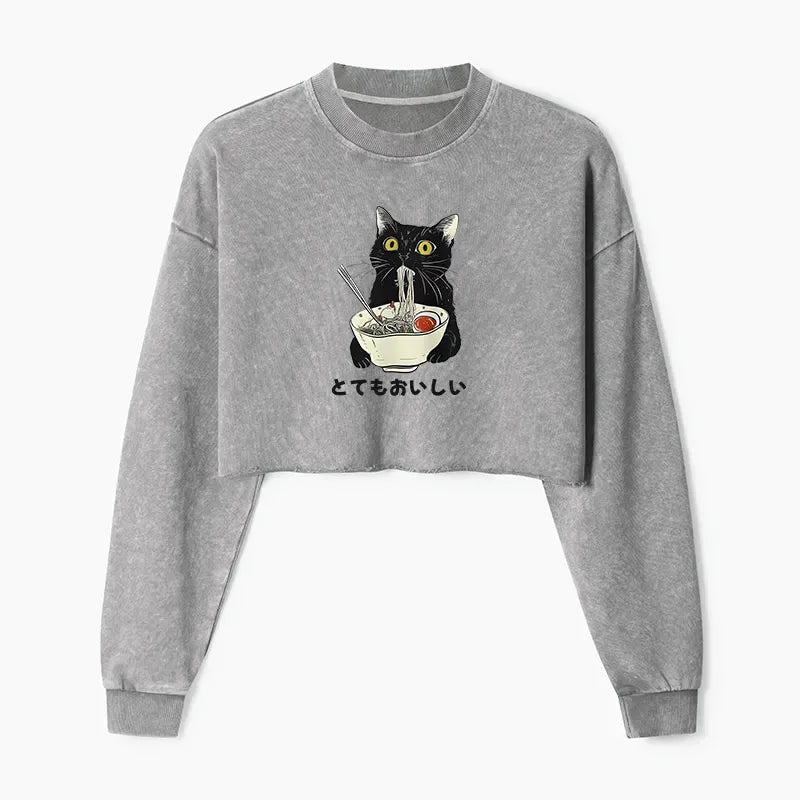 Japanese cat ramen sweatshirt for women