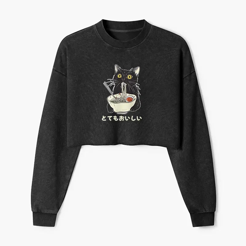 Japanese cat ramen sweatshirt for women