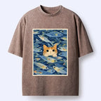 Washed Cat T-Shirt for Summer Festival