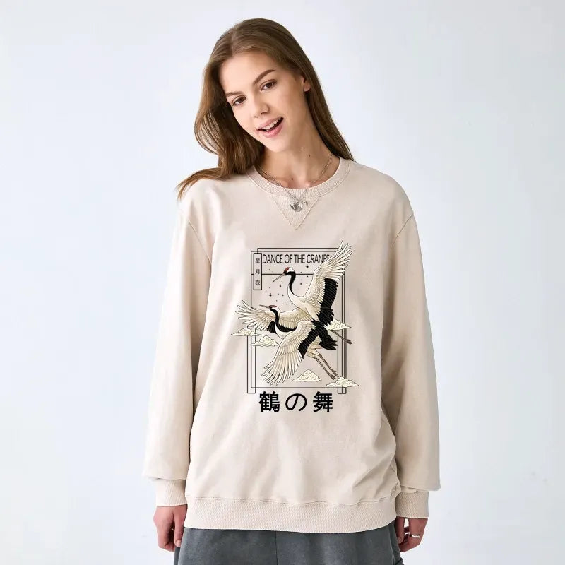 Kyoto-Lion Dance Of The Cranes Washed Terry Sweatshirt