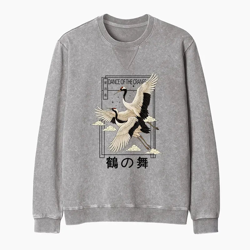Kyoto-Lion Dance Of The Cranes Washed Terry Sweatshirt