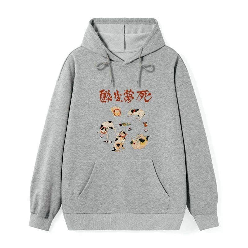 Drunken cats ukiyo-e hoodie free shipping