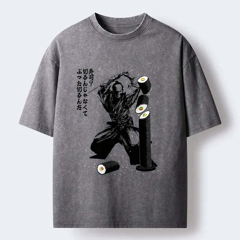 Kyoto-Lion Samurai Sushi Slice Washed T-Shirt