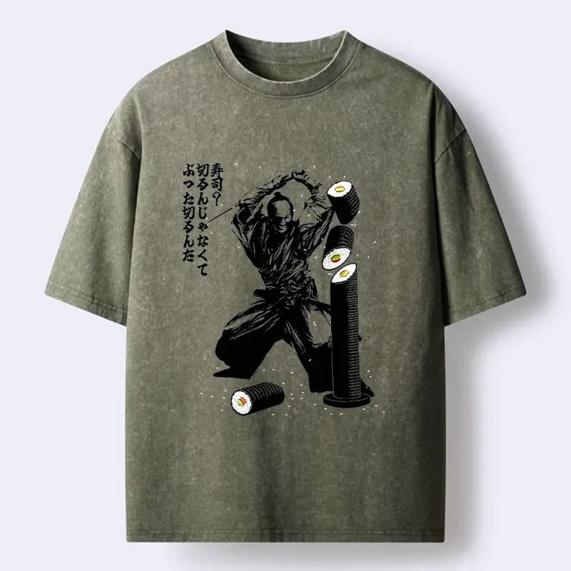 Kyoto-Lion Samurai Sushi Slice Washed T-Shirt