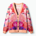 Kyoto-Lion Birdsong And Blossoms Ugly Cardigan Sweater