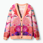 Kyoto-Lion Birdsong And Blossoms Ugly Cardigan Sweater