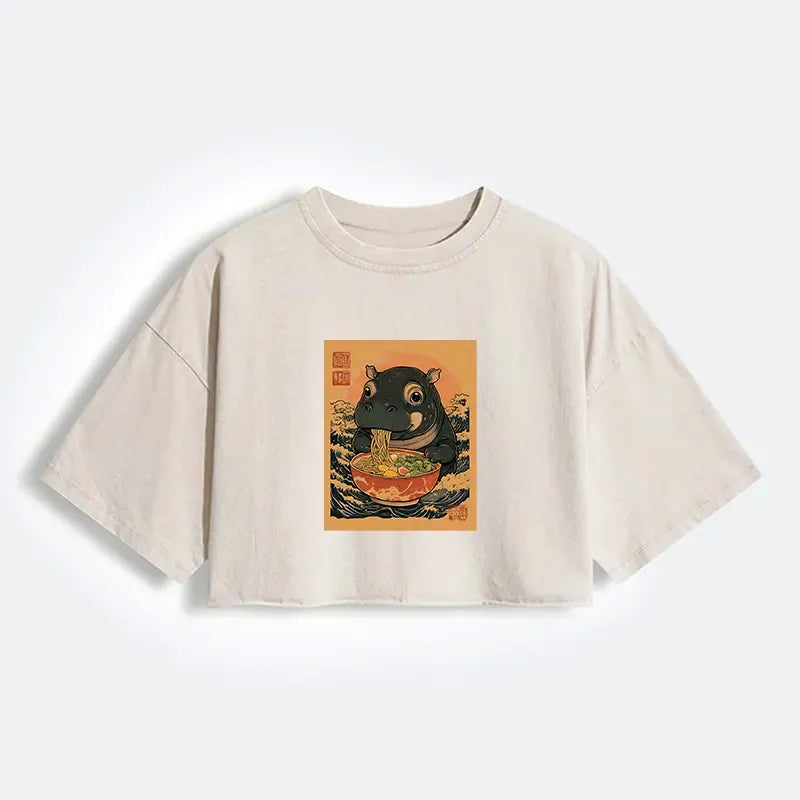 Moo Deng eating ramen funny tee