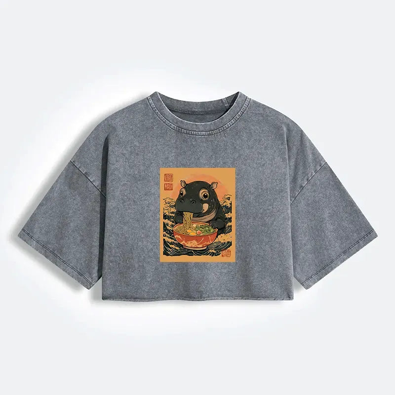 Moo Deng eating ramen funny tee