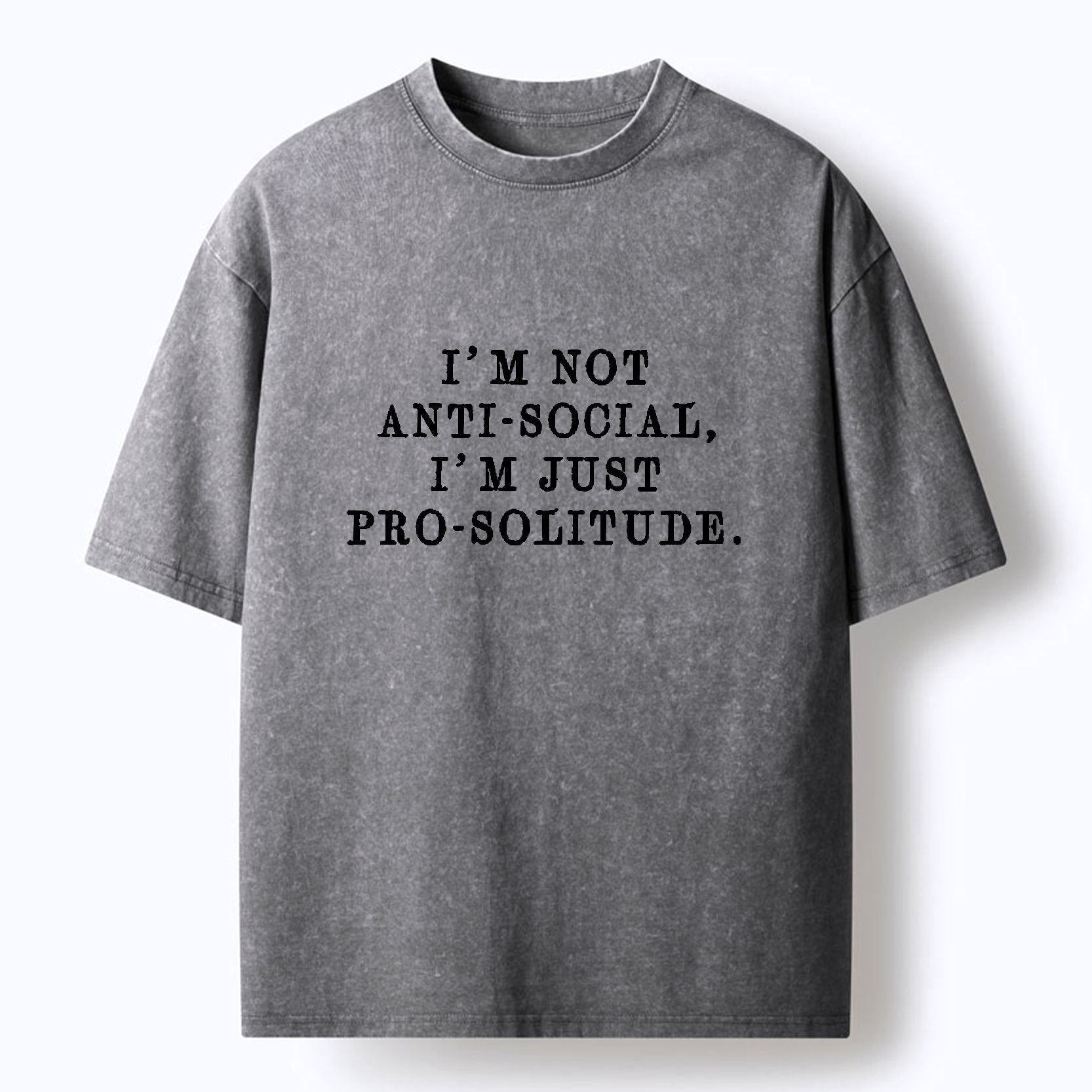 Kyoto-Lion Not Anti-social Just Pro-solitude Washed T-Shirt