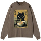 Japanese Cute Black Cat Ramen T-Shirt