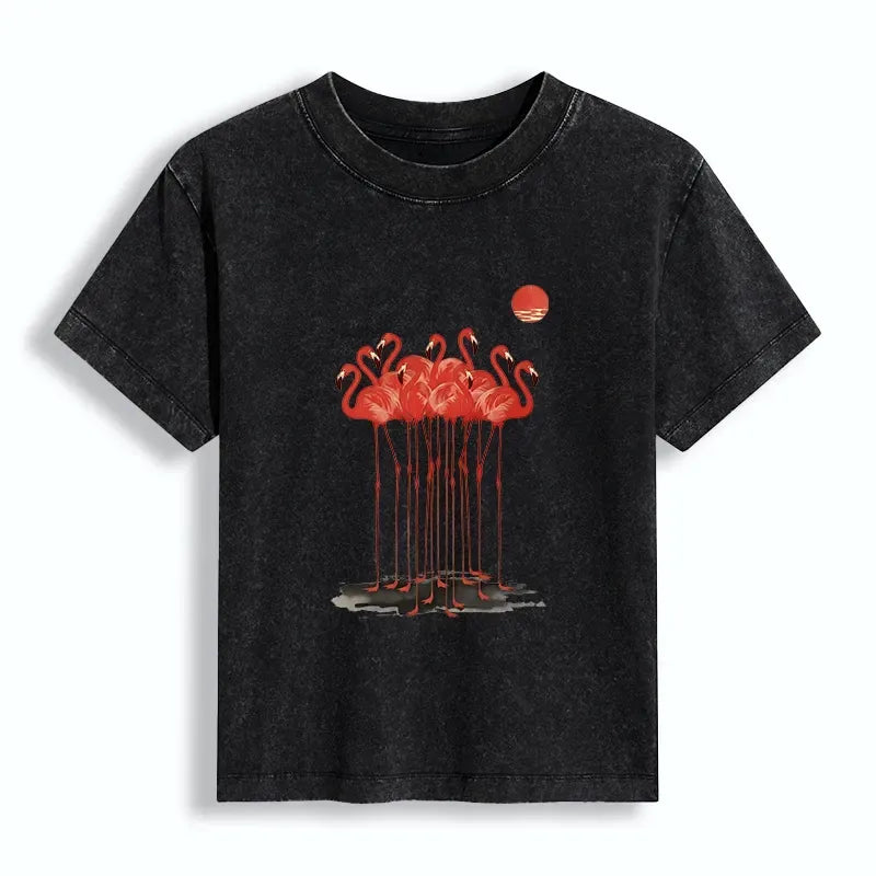 Kyoto-Lion Flamingos at Dusk Women's Washed T-shirt