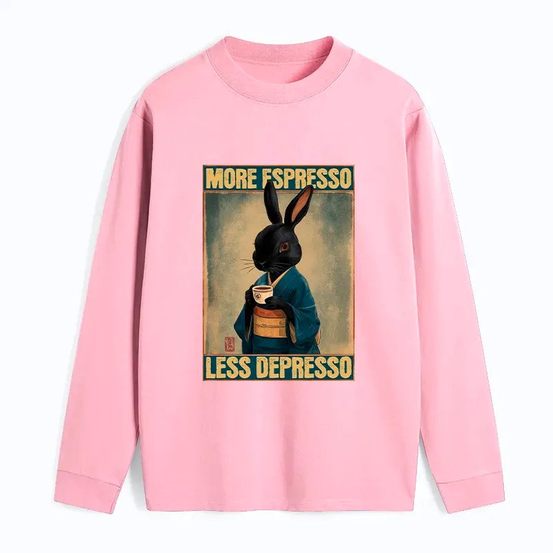 Kyoto-Lion More Espresso Less Depresso Rabbit Classic Long Sleeve T-Shirt