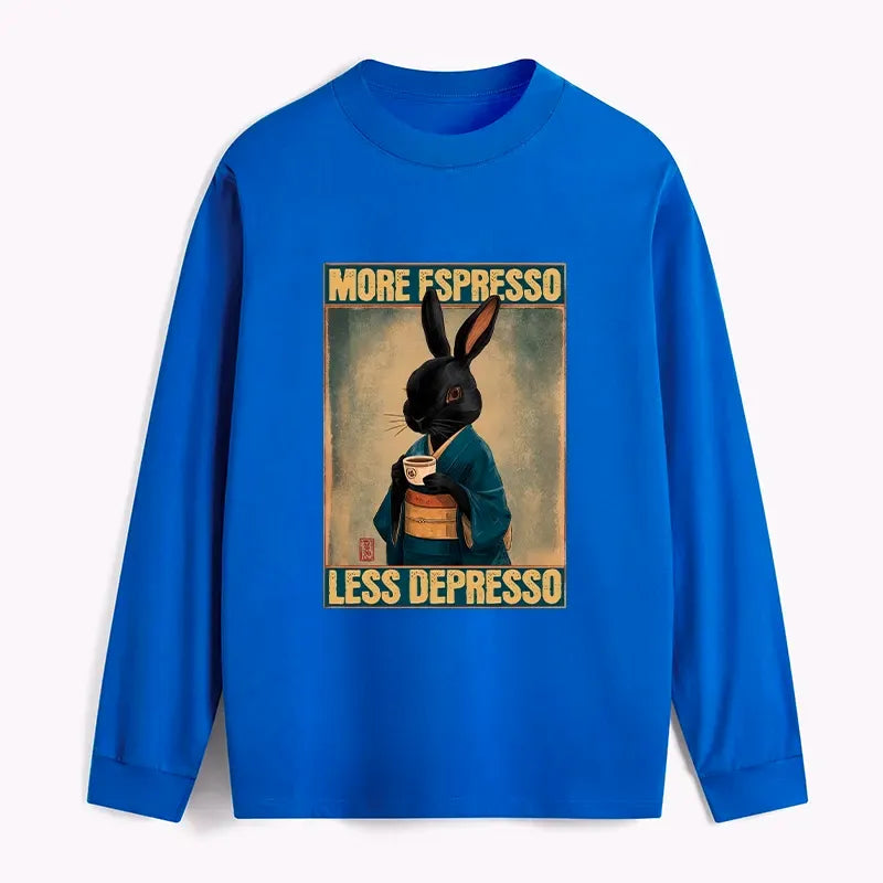 Kyoto-Lion More Espresso Less Depresso Rabbit Classic Long Sleeve T-Shirt