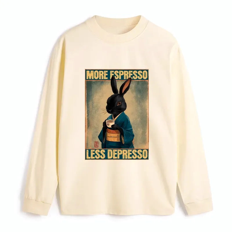 Kyoto-Lion More Espresso Less Depresso Rabbit Classic Long Sleeve T-Shirt