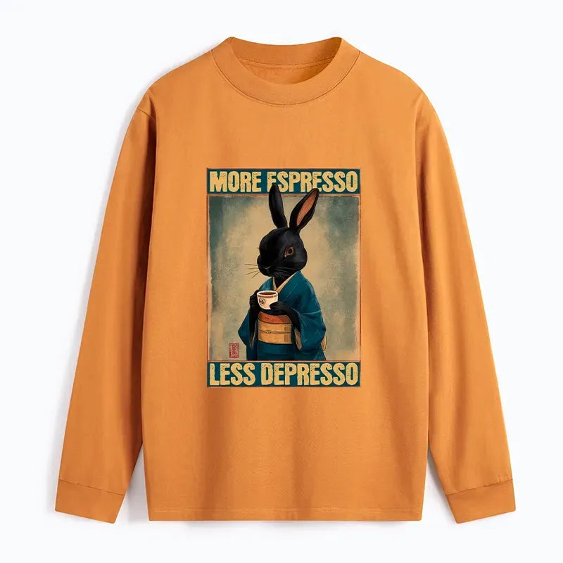 Kyoto-Lion More Espresso Less Depresso Rabbit Classic Long Sleeve T-Shirt