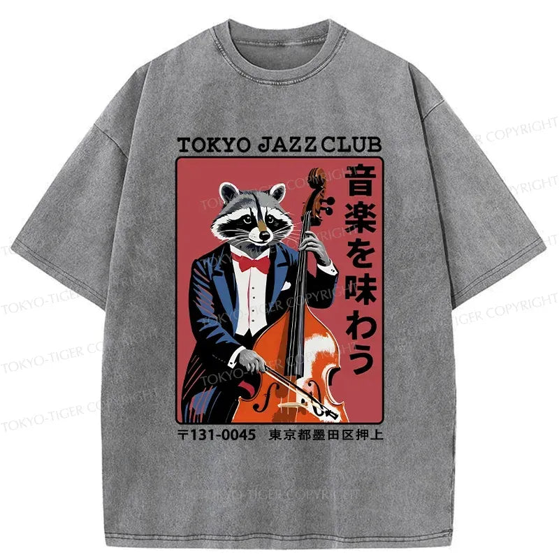 Kyoto-Lion Tokyo Jazzclub Funny Washed T-Shirt