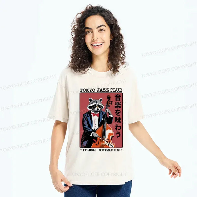 Kyoto-Lion Tokyo Jazzclub Funny Washed T-Shirt