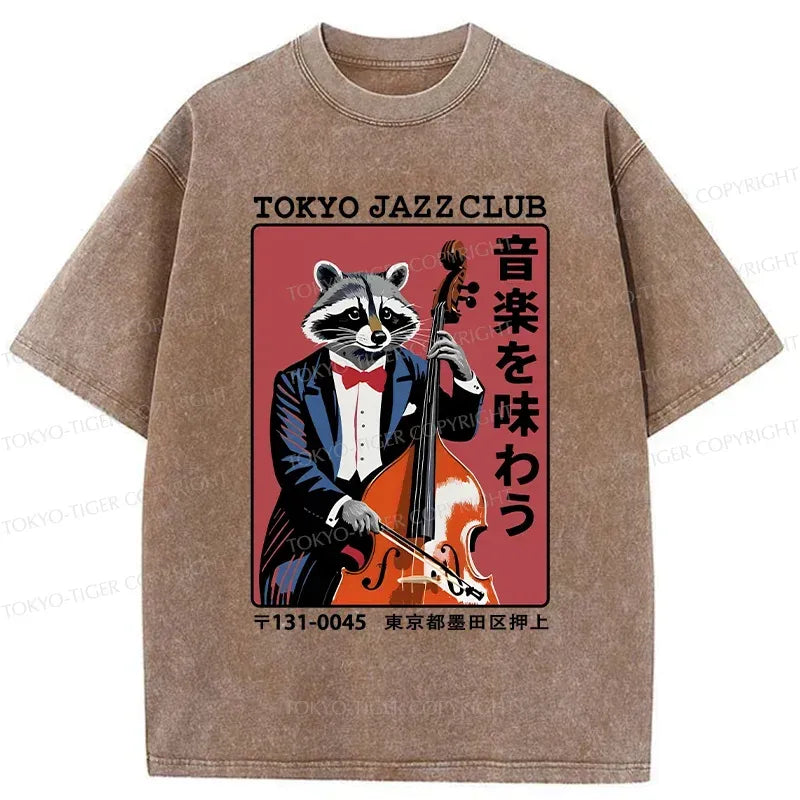 Kyoto-Lion Tokyo Jazzclub Funny Washed T-Shirt
