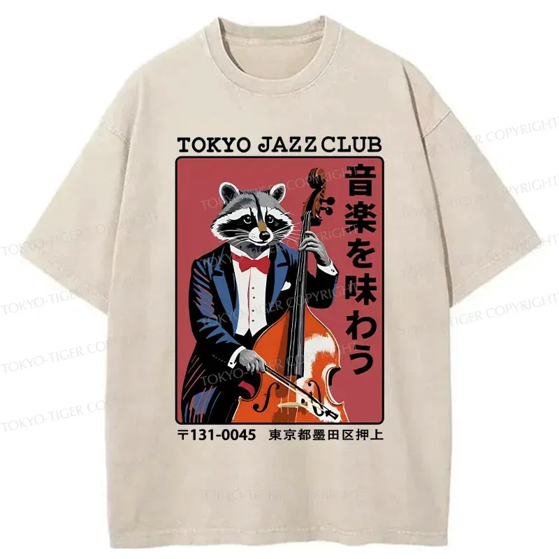 Kyoto-Lion Tokyo Jazzclub Funny Washed T-Shirt