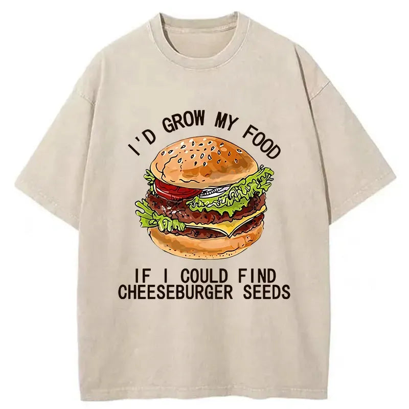 Kyoto-Lion Looking For Hamburger Seeds Washed T-Shirt