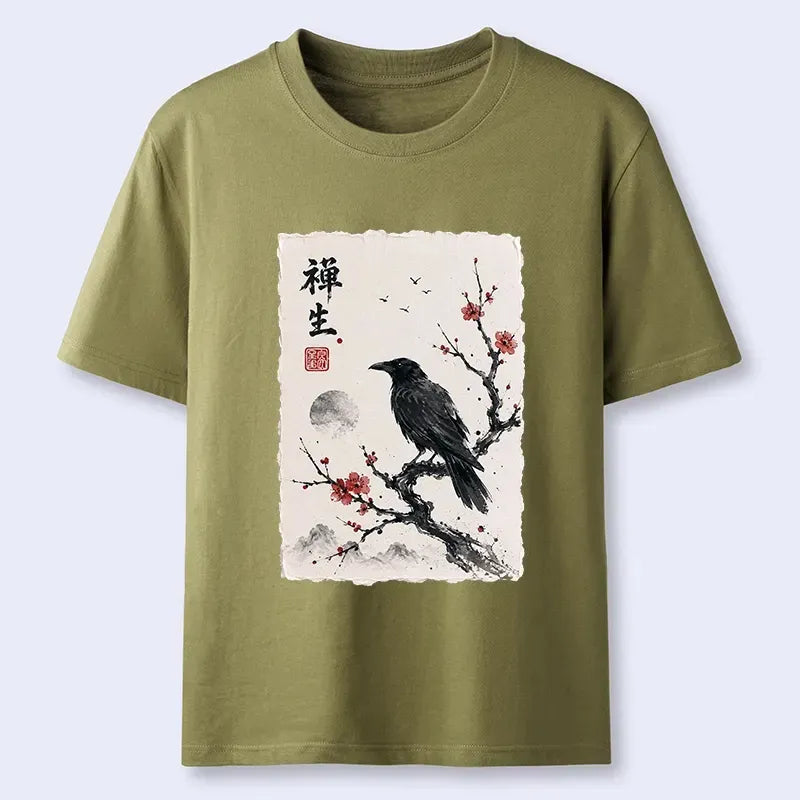 Vintage Ukiyo-e Crow T-Shirt for Travel