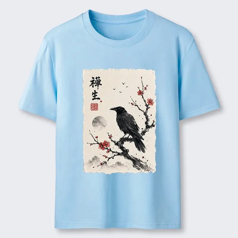 Kyoto-Lion Zen Crow Resting On Red Plum Branch Classic T-Shirt