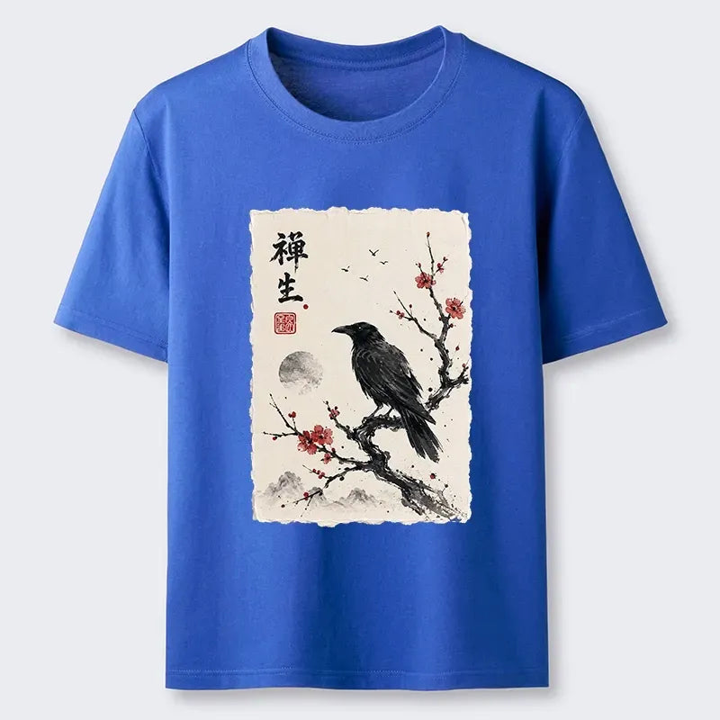 Vintage Ukiyo-e Crow T-Shirt for Travel