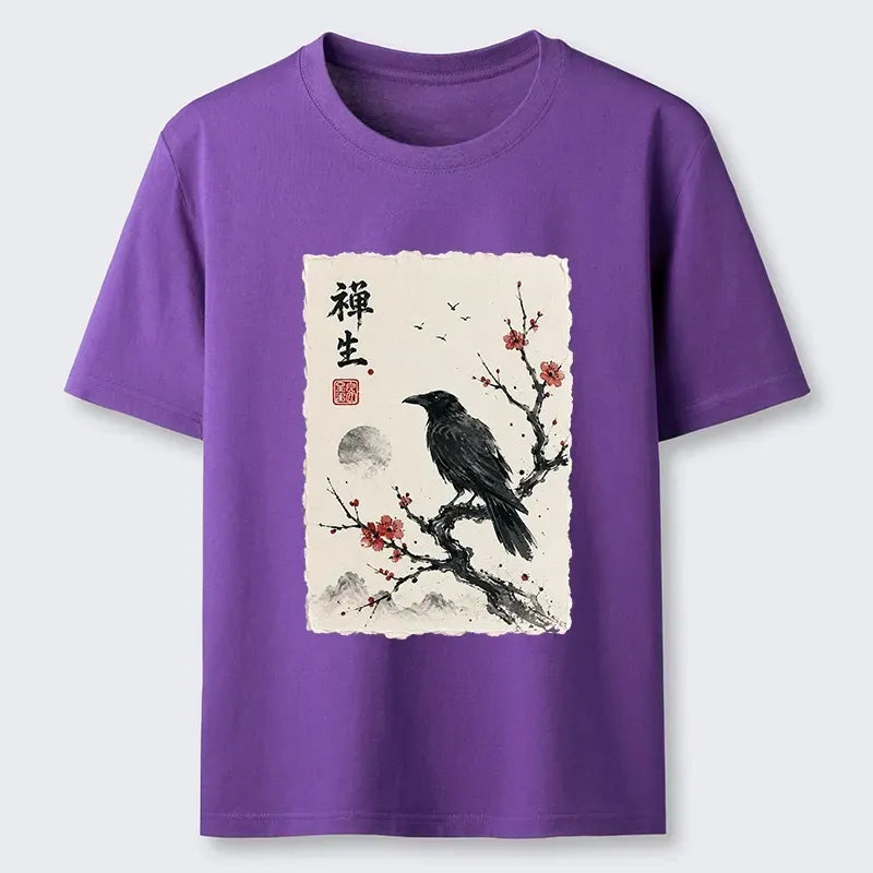 Vintage Ukiyo-e Crow T-Shirt for Travel