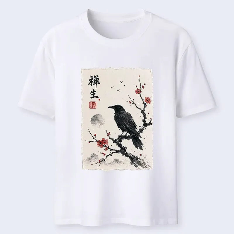 Vintage Ukiyo-e Crow T-Shirt for Travel