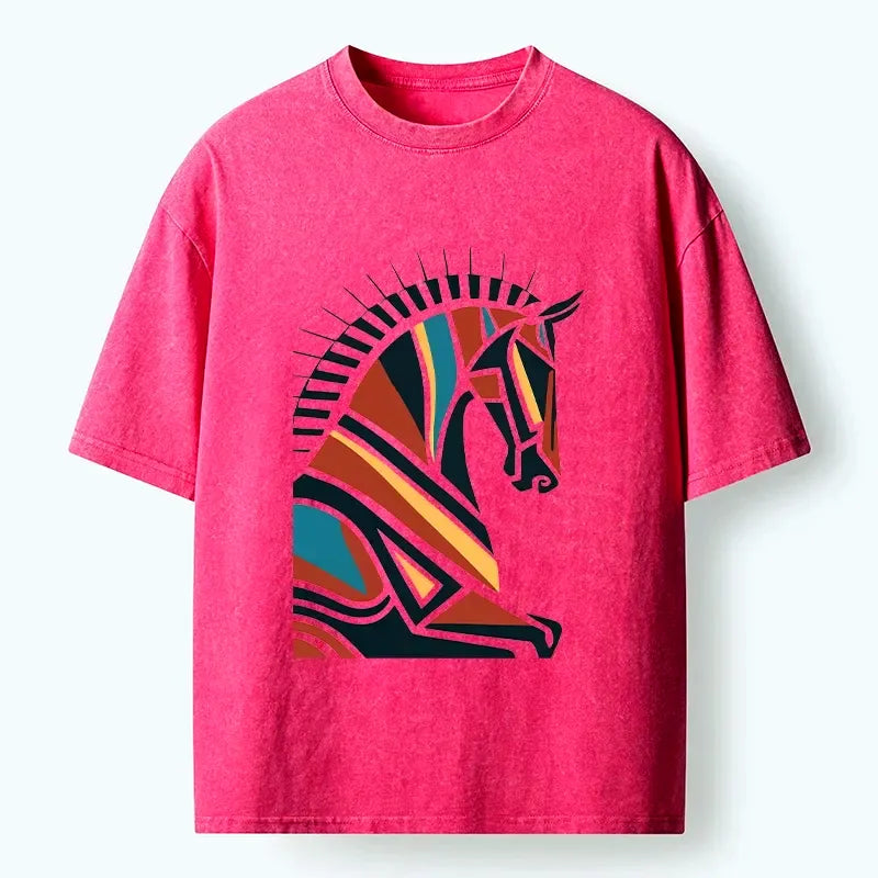 Japanese Geometric Horse Washed T-Shirt