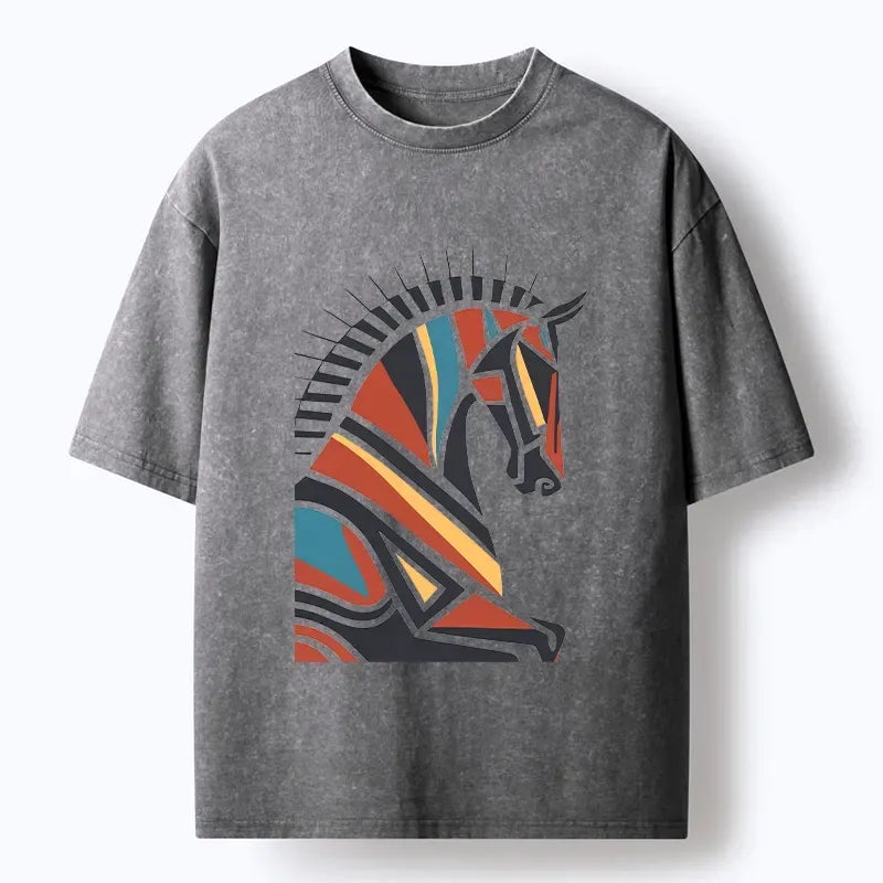 Japanese Geometric Horse Washed T-Shirt
