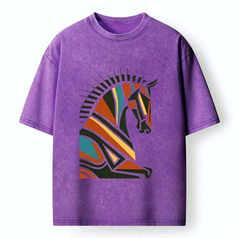 Japanese Geometric Horse Washed T-Shirt