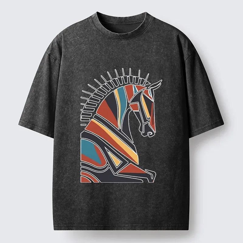 Japanese Geometric Horse Washed T-Shirt