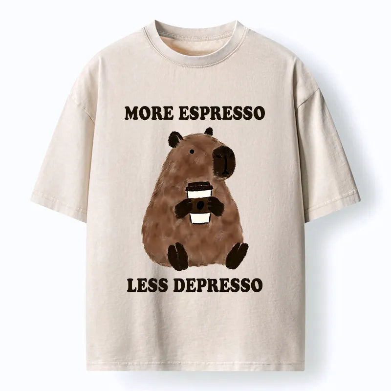 Kyoto-Lion Coffee Capybara Art Washed T-Shirt