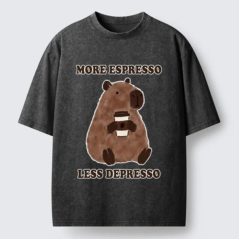Kyoto-Lion Coffee Capybara Art Washed T-Shirt