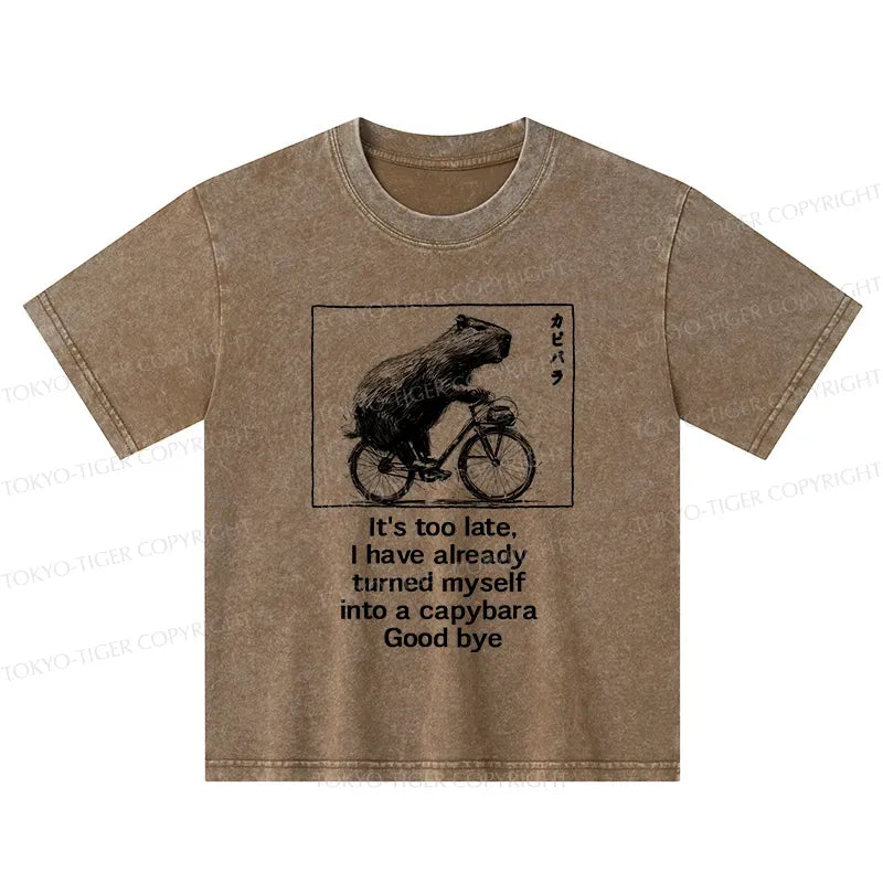funny capybara bicycle t-shirt for kids